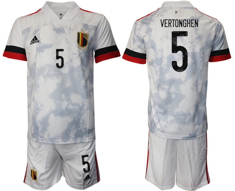 Men 2021 European Cup Belgium away white #5 Soccer Jersey->belgium jersey->Soccer Country Jersey